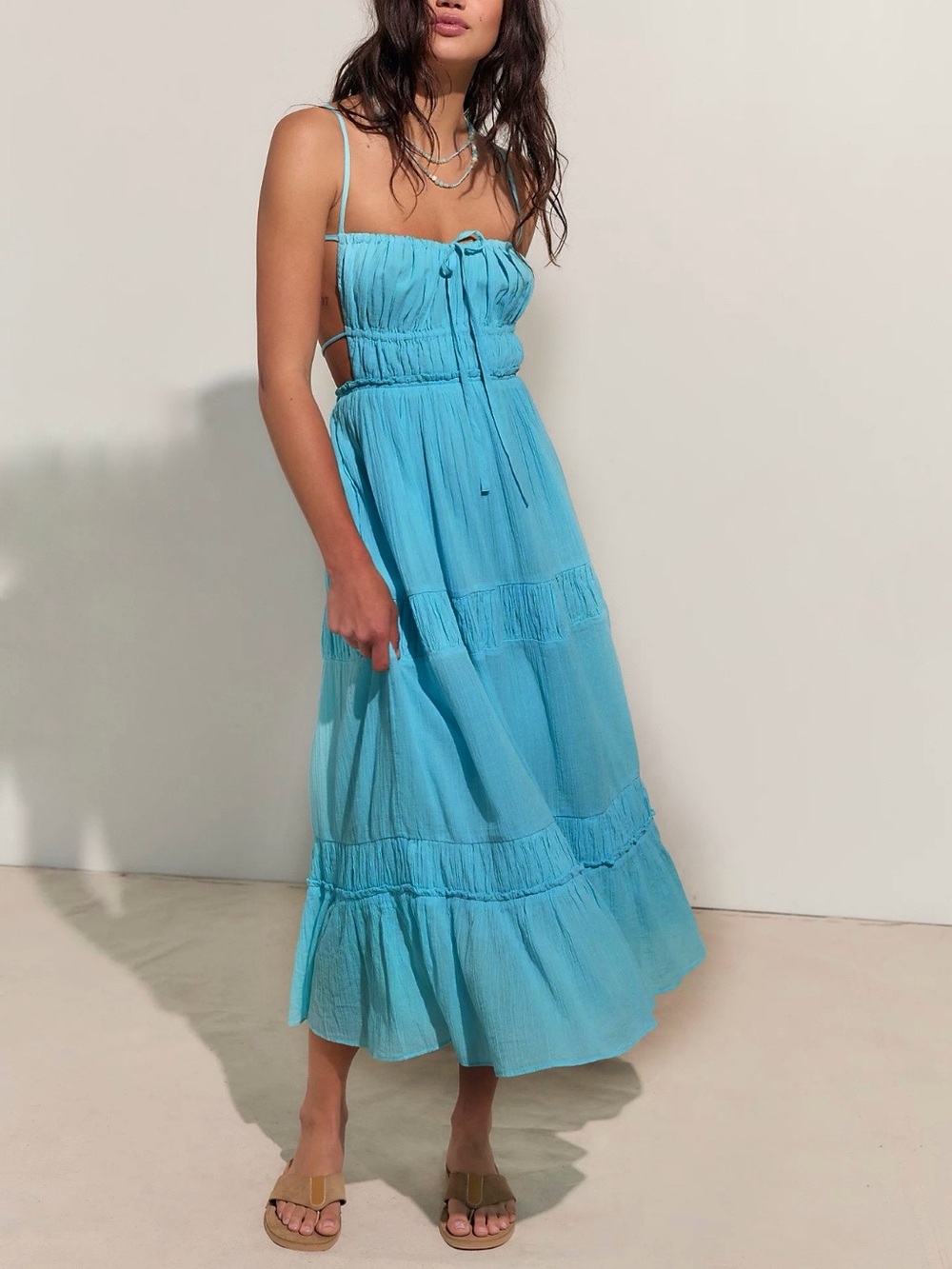 Free People Taking Sides Maxi Dress Size Small Blue New